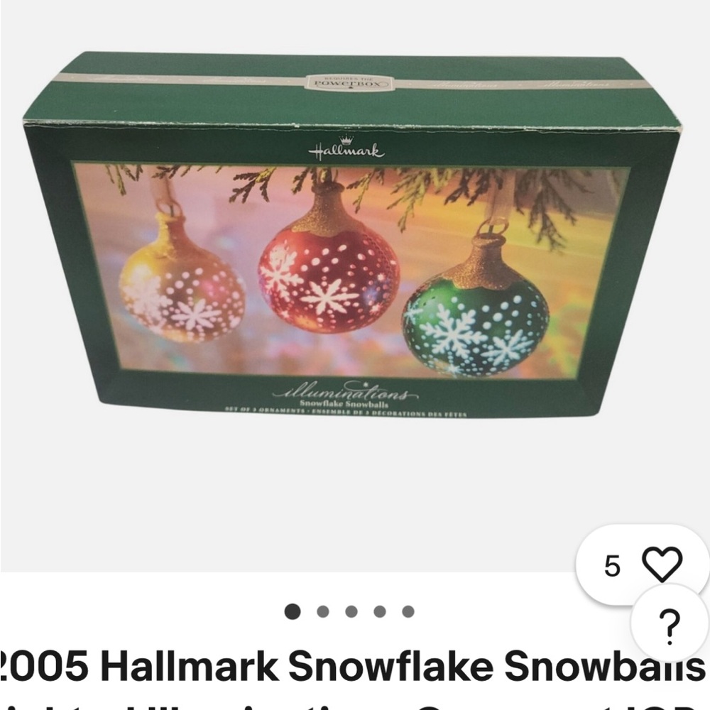 2005 Hallmark Snowflake Snowballs Lighted Illuminations Ornament IOB QLX7975